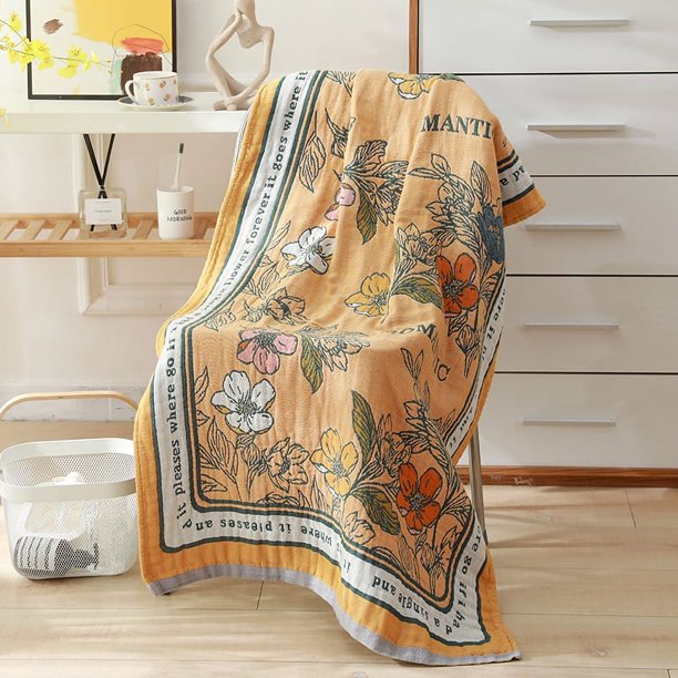 Toalla de baño de gasa de cinco capas de algodón de colores, toalla de baño absorbente para parejas de adultos, toalla de baño de algodón de dibujos animados