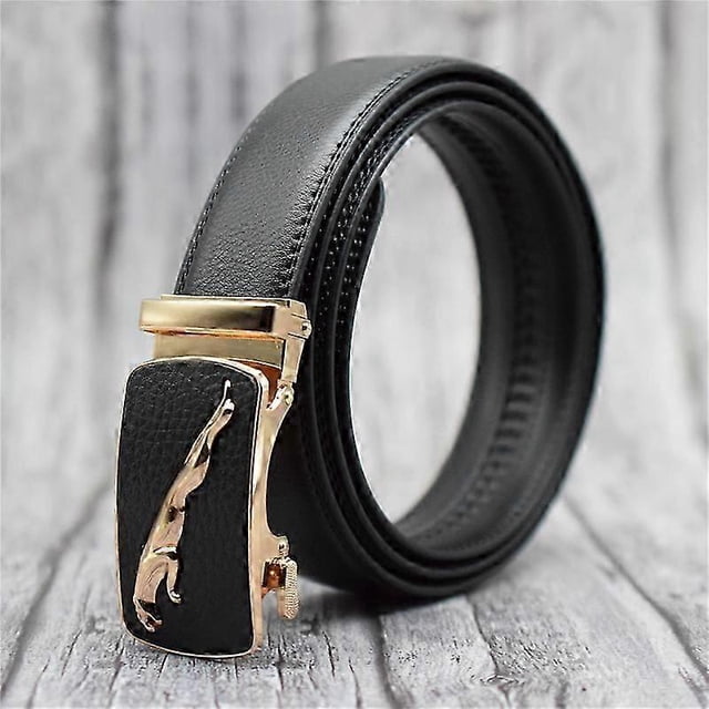 Cow Leather Men's Automatic Buckle Belt Blue/white/brown/black/red 3.5CM Width Designer Belt for Men 90-130CM Trouser Belts