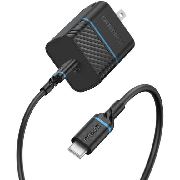 OtterBox Strive Series Fast Charge USB-C to USB-C Wall Charging Kit - 20W Fast Charge Wall Charger and 1M USB-C to USB-C Fast Charge Cable - Blue Night