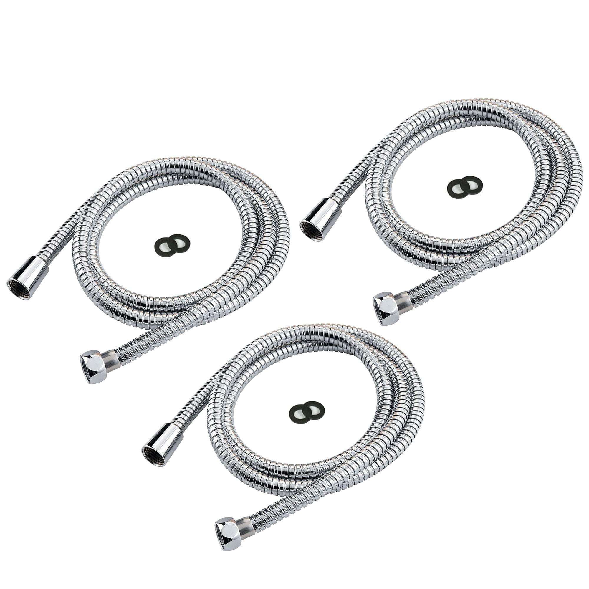 Wideskall 3-Pack 59' inch Long Bathroom Stainless Steel Handheld Flexible Replacement Shower Hose