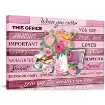 Framed Floral Canvas Wall Art Women Pink lnspirational Quotes flowers Pictures Office Wall Decor Rustic Paintings Prints Artwork Modern Poster Home for Living Room Bathroo 12x16inch (30x40cm))