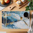 thumbnail image 2 of Blue Oil Painting Placemats Set of 2, Modern Marble Art Abstract Washable Wipeable Table Mats for Dining Tables, Indoor Outdoor Kitchen Place Mats for Holiday Party Table Decor, 2 of 9