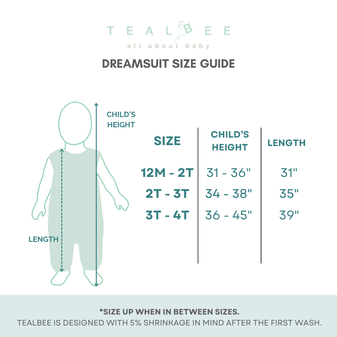 Tealbee Dreamsuit - Bamboo Sleep Sack with Legs - (0.8 Tog) Checkered 3T-4T