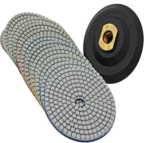 MARBLE WITH RUBBER BACKER 3" DRY POLISHING PAD SET FOR GRANITE CONCRETE 