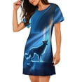 thumbnail image 2 of Lsque A Wolf Barks Out A Window Pattern Nightgowns for Women Sleep Shirts Short Sleeve Nightshirt Pullover Nightdress Soft Sleepwear Relaxed Fit Nightdress, 2 of 6