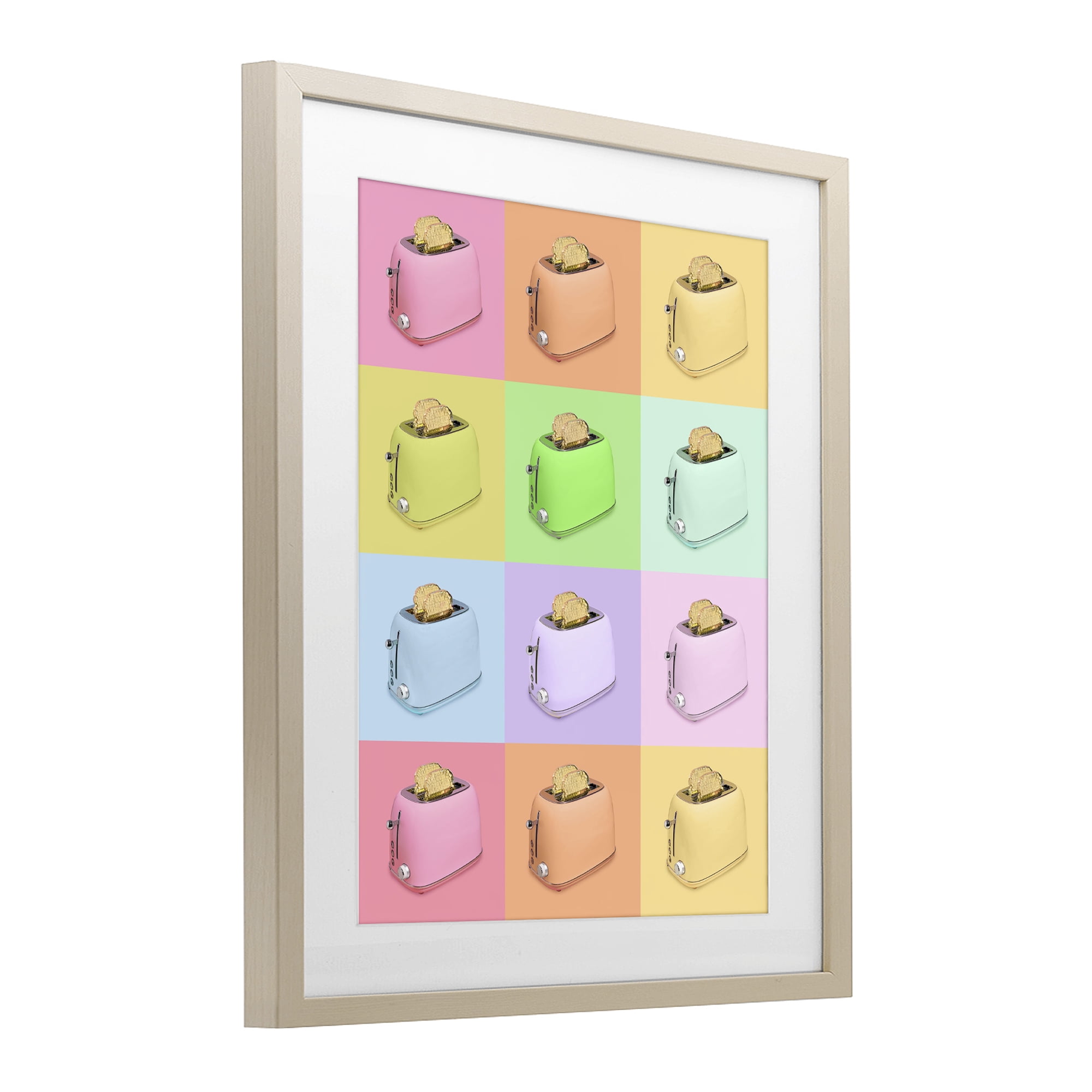 Stupell Industries Golden Disco Toaster Collage Birch Framed Print Under Glass, design by LISH Creative