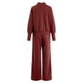 thumbnail image 4 of vigerkar Women 2 Piece Lounge Set Vneck Sweatshirt High Waist Sweatpants Suit Matching Sweatsuit (Wine, XL), 4 of 5