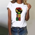 thumbnail image 2 of DDAPJ pyju Black History Month T-shirts for Women Short Sleeve African American Country Celebration Tee Shirts Color Block Printed Casual Round Neck Tee Tops White L, 2 of 5
