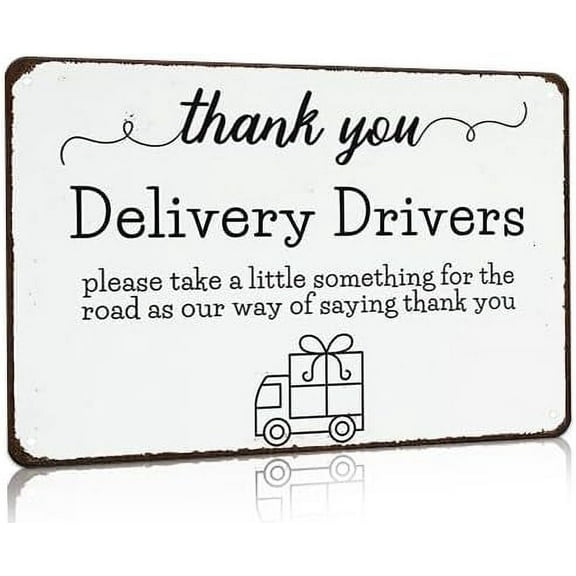 Thank You Delivery Driver Vintage Metal Sign for Home Front Door Shop Office Decor 8 X 12 Inch