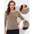 thumbnail image 2 of Blusa Estampado De Pata De Gallo Allegra K Manga 3/4 Cuello Del Barco Oficina Trabajo Para Mujer Marrones XL, 2 of 4