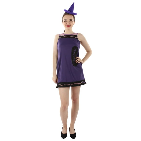 HPO| Adult Women's Crayon Costume Bundle| Purple Color Options| Non-flammable Synthetic Fabric -Size-S