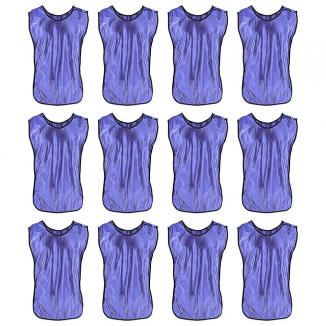 Chaleco de entrenamiento para adultos, color morado, 12 Uds., Pinnies de práctica de equipo de nailon, tamaño libre para fútbol, baloncesto, Fitness