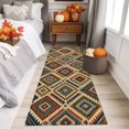 thumbnail image 3 of Bohemian Plaid Washable Runner Rugs 2'x6', Boho Southwestern Vintage Geometric Diamond Motifs Washable Runner Rug Non-Slip Sturdy Edge Binding Carpet for Bedside Hallway Runner Kitchen Galley, 3 of 9