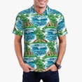 thumbnail image 2 of Balery Hawaii Palms Printed Men’s Short Sleeve Polo Shirt, Midweight Men's Shirt,Golf Polo shirts -Large, 2 of 8