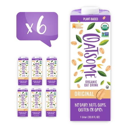Oatsome Organic Oat Milk, 33.8 fl oz, 6-Pack