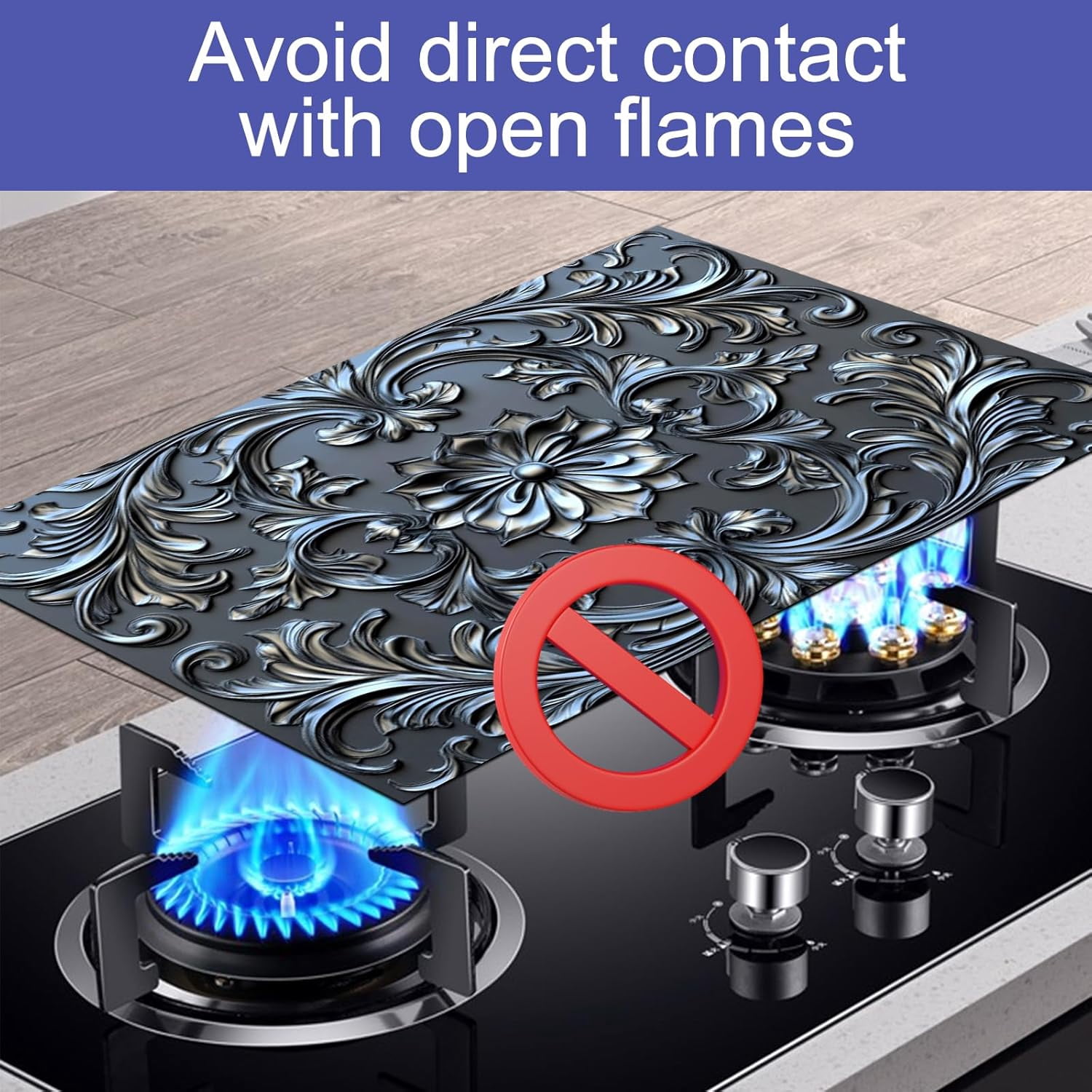 Stove Top Cover for Electric 28x20 Inch Silicone Diatomaceous Stove Mat for Glass Top Earth Pad with Embossed Baroque Floral Pattern for Countertop Coffee Maker Dish Drying Area