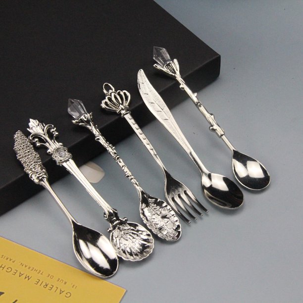 Juego de 6 cucharas para café, cucharas para helado, cucharas para mermelada, cucharas para postre, de Gift Crafts Retro Palace, material de aleación adecuado para decoración de cocinas de
