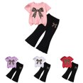 thumbnail image 5 of Karoyedx Girls Clothes Girls Summer Outfit Toddler Girls 2pcs Sets Printed T-Shirt + Flare Leg Pants White Size,6-7Years, 5 of 9