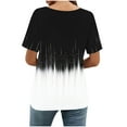 thumbnail image 4 of Sexlip Womens Short Sleeve Blouse Gradient Fringe Style Print Crew Neck Loose Sleeve Soft Fabric Relaxed Silhouette for Casual Outings Black XXL, 4 of 7