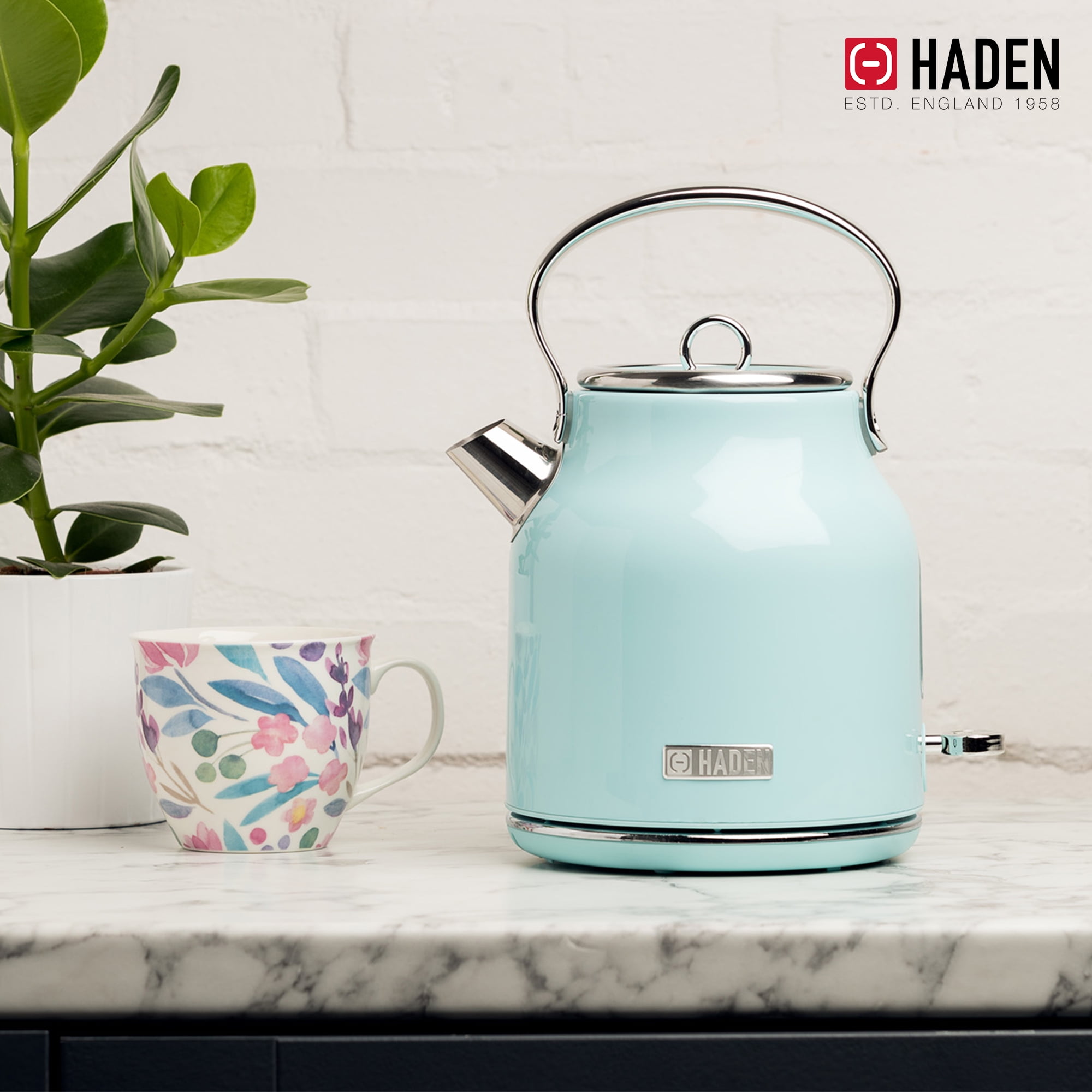 Open Box Haden Heritage 1.7L Stainless Steel Electric Water Kettle, Turquoise