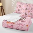 thumbnail image 4 of jejeloiu Chic Cow Cowboy Boot Twin Quilt Set Kids,Pink Cute Bow Twin Coverlet Set For Girls,2pcs, 4 of 7