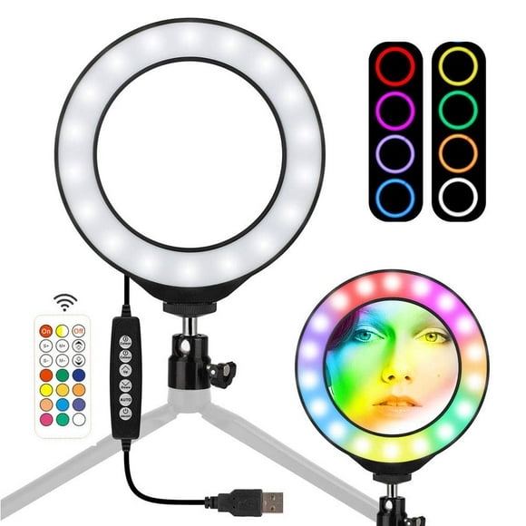 Ring Light VLOG Essentials LED RGB a todo color de 20 cm con trípode