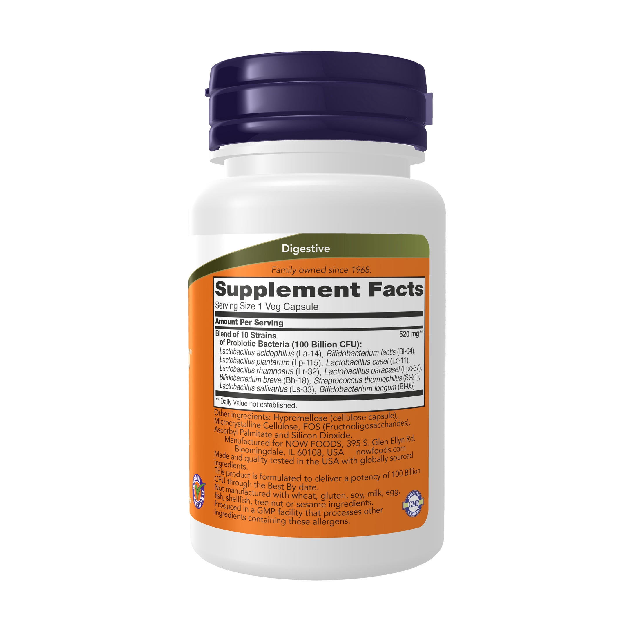 NOW Supplements, Probiotic-10™, 100 Billion, with 10 Probiotic Strains,Dairy, Soy and Gluten Free, Strain Verified, 30 Veg Capsules