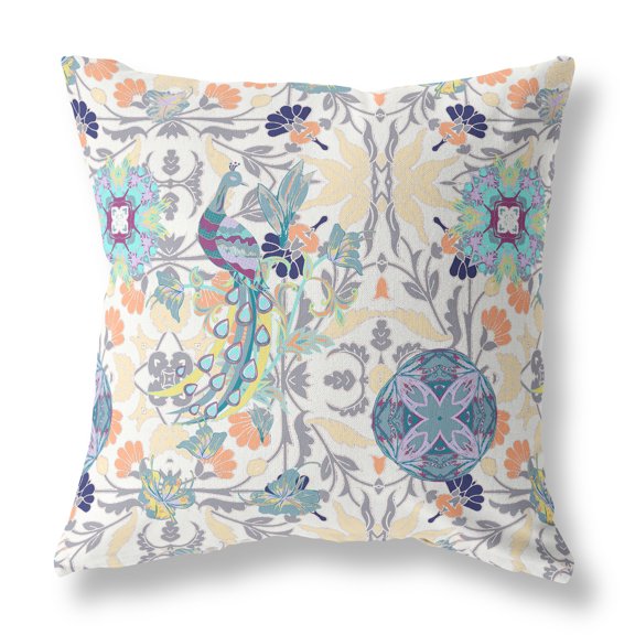 Amrita Sen Broadcloth Zippered Pillow With Off White Gray CAPL307BrCDSZP18x18