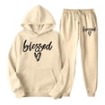 thumbnail image 4 of Wangmeiwg Women's Sweatshirts Women's Trousers Suit Stylish Comfortable Loose Hoodie and Sweatpants Set for Casual Loungewear Beige M, 4 of 4