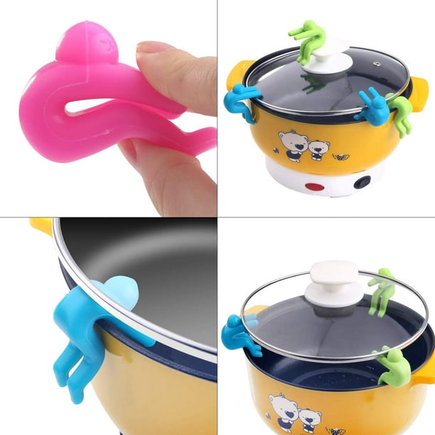 Silicone Little People Pot Lid Lifters Kitchen Tool - Set of 2 +Hook Y 