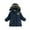 Navy, variant on Zwiiyzr Kids Boys Faux top Collar Hooded Padded Coat Windproof Children Cute Trendy Solid Winter Hoodie Keep Warm Cotton Clothes Thick Coat Baby Winter Clothes Black