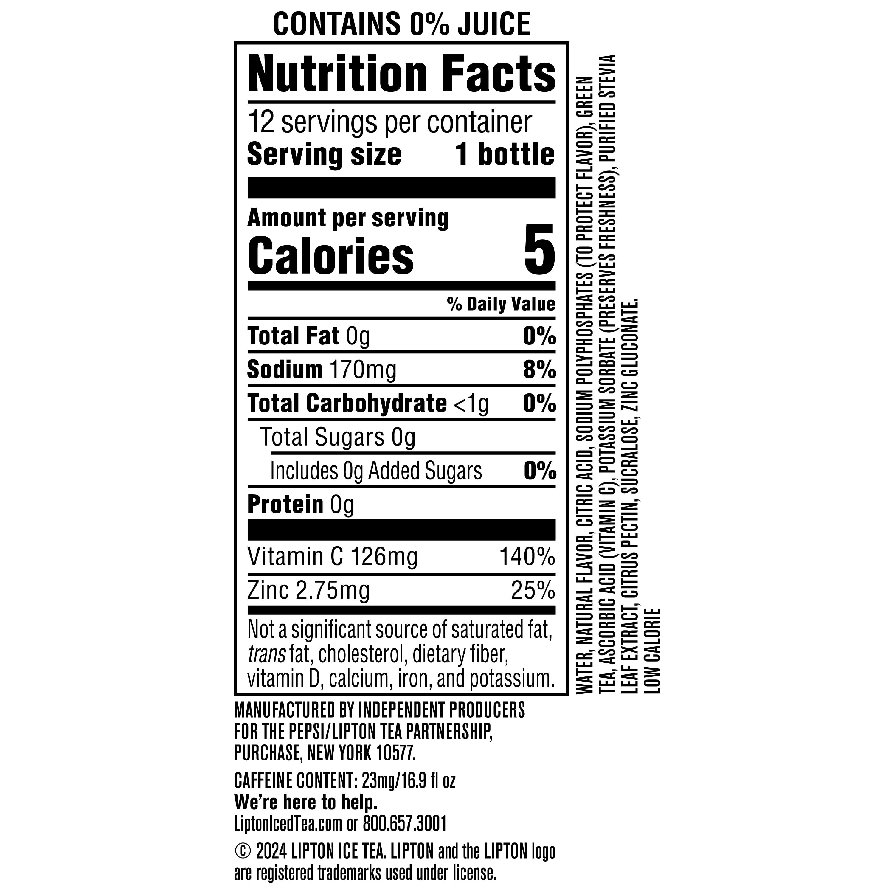 (3 pack) Lipton Immune Support Green Tea Pineapple Mango Zero Sugar Iced Tea, 16.9 fl oz, 9 pack Bottles​