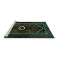 thumbnail image 2 of Ahgly Company Machine Washable Indoor Rectangle Persian Turquoise Blue Traditional Area Rugs, 8' x 12', 2 of 4