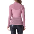 thumbnail image 3 of INSPIRAR CHIC Blusa de fiesta de manga larga semi transparente brillante para mujer XL color rosa claro, 3 of 6