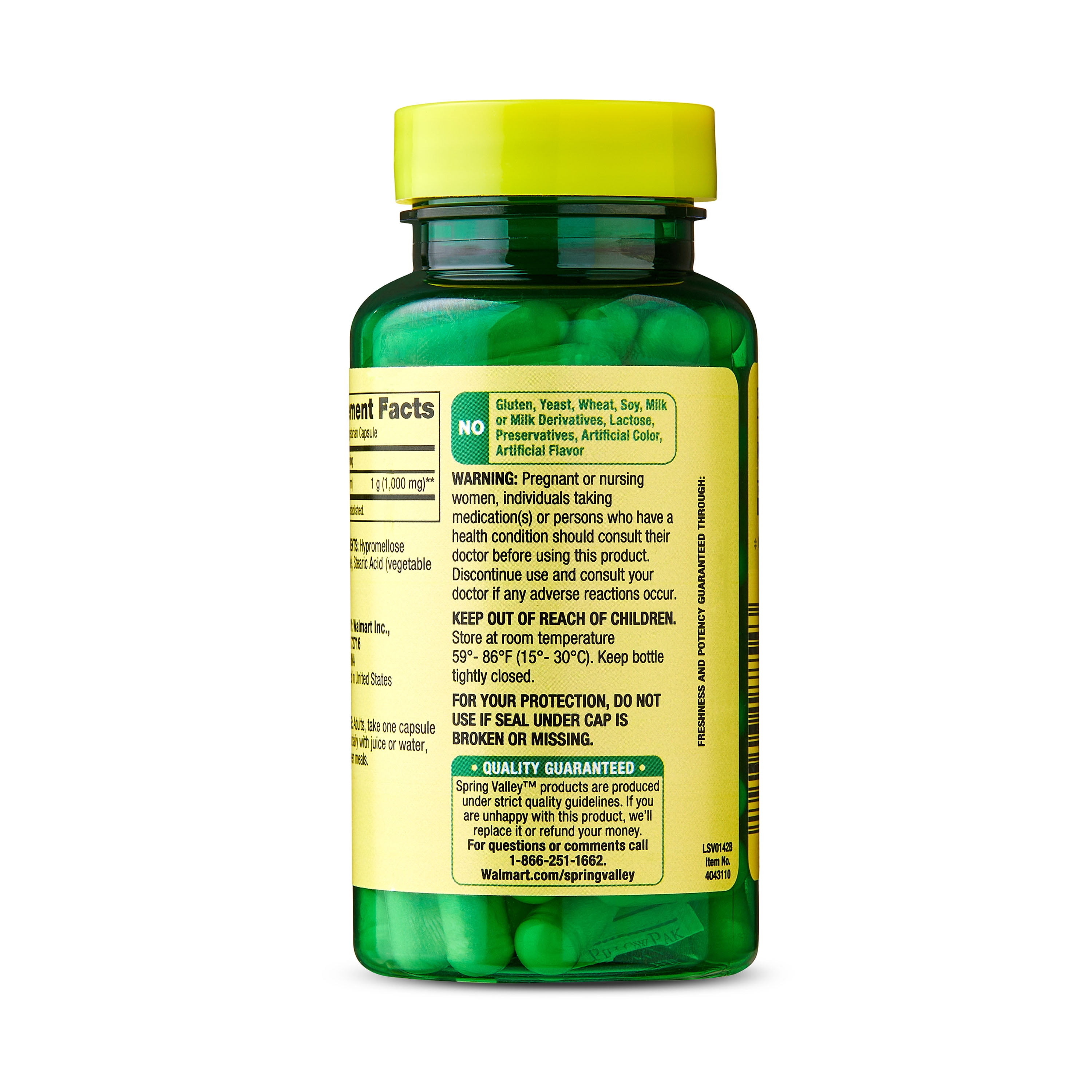 Spring Valley™ Taurine 1,000 mg, Double Strength, 60 Vegetarian Capsules