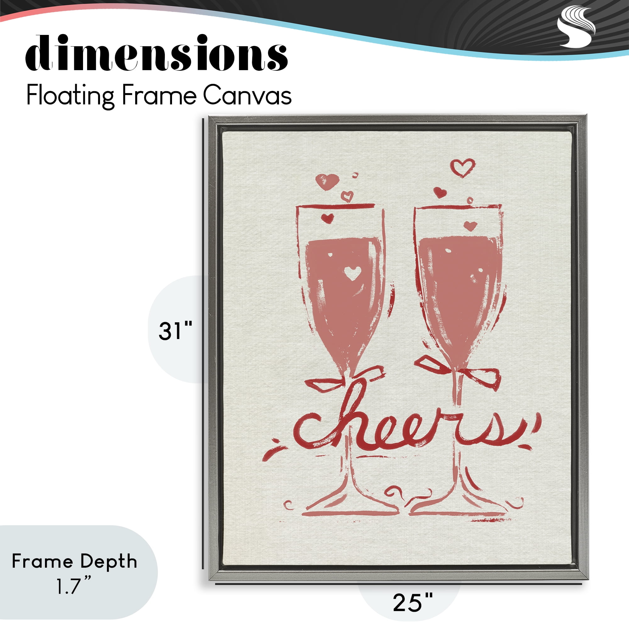 Stupell Industries Romantic Cheers To Love Gray Framed Floater Canvas Wall Art, design by June Erica Vess