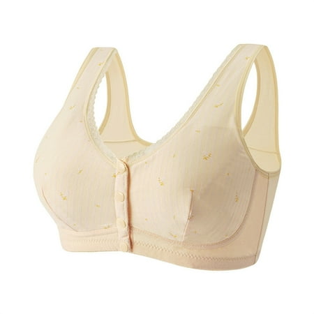 WNEGSTG Yellow Wireless Bras for Women  Women S Fashionable and Casual Front Buttoned Underwear for Elderly People Skin Friendly and Comfortable Bra  L