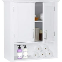 Bathroom Wall Cabinet Over The Toilet, White Medicine Cabinet with 2 Doors and Adjustable Inner Shelves, for Bathroom, Living Room