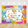 thumbnail image 2 of Telón de fondo para cumpleaños con diseño de Let's Paint, decoración para fiestas de cumpleaños, suministros para pintar, salpicadura de graffiti colorido, pincel para pared, fondo para fotografía,, 2 of 4
