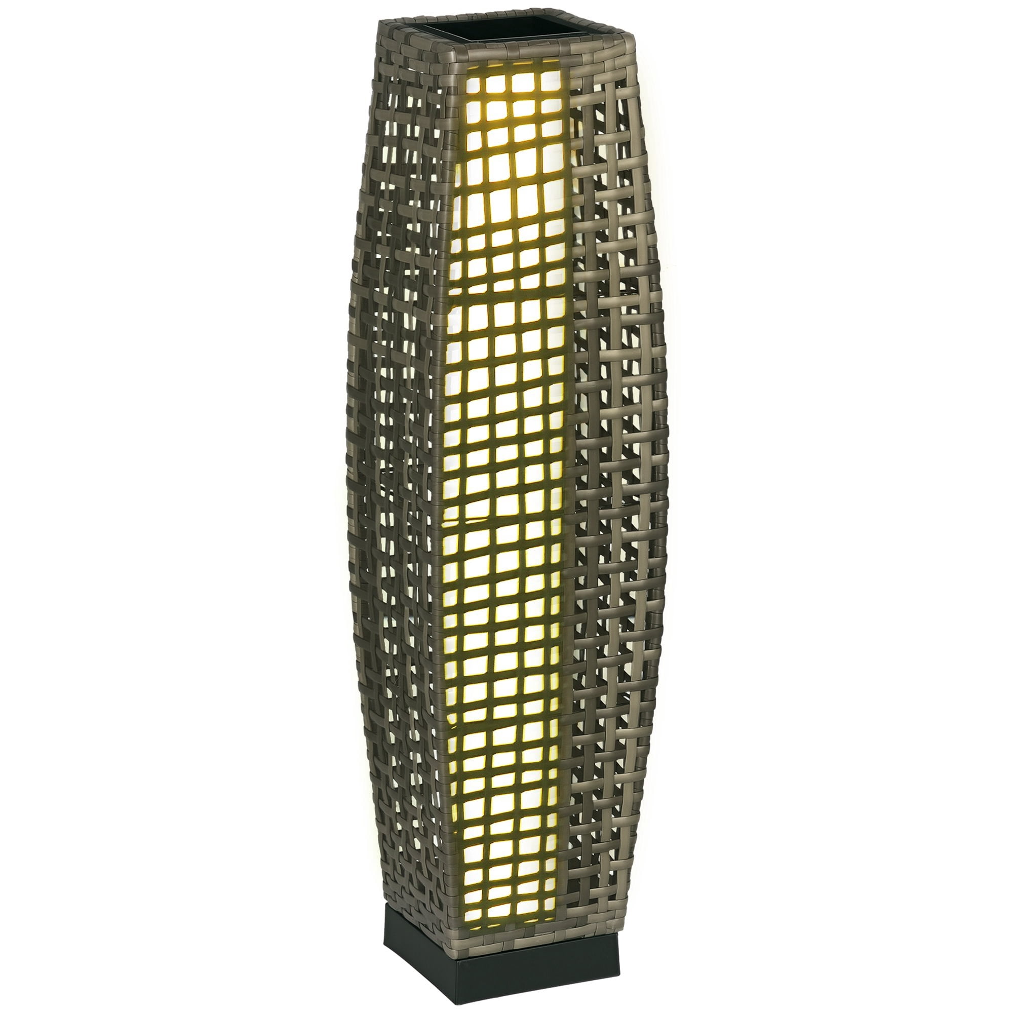 Solar Floor Lamp, Outdoor Garden Lantern Pathway Light & Decorative Driveway Lighting with Auto On/Off LED Lights for Porch, Yard, Lawn, Gray