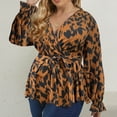 thumbnail image 4 of SCOMCHIC Long Sleeve Tunic Tops for Women Plus Size Long Sleeve V Neck Peplum Tops Leopard Print XL, 4 of 5
