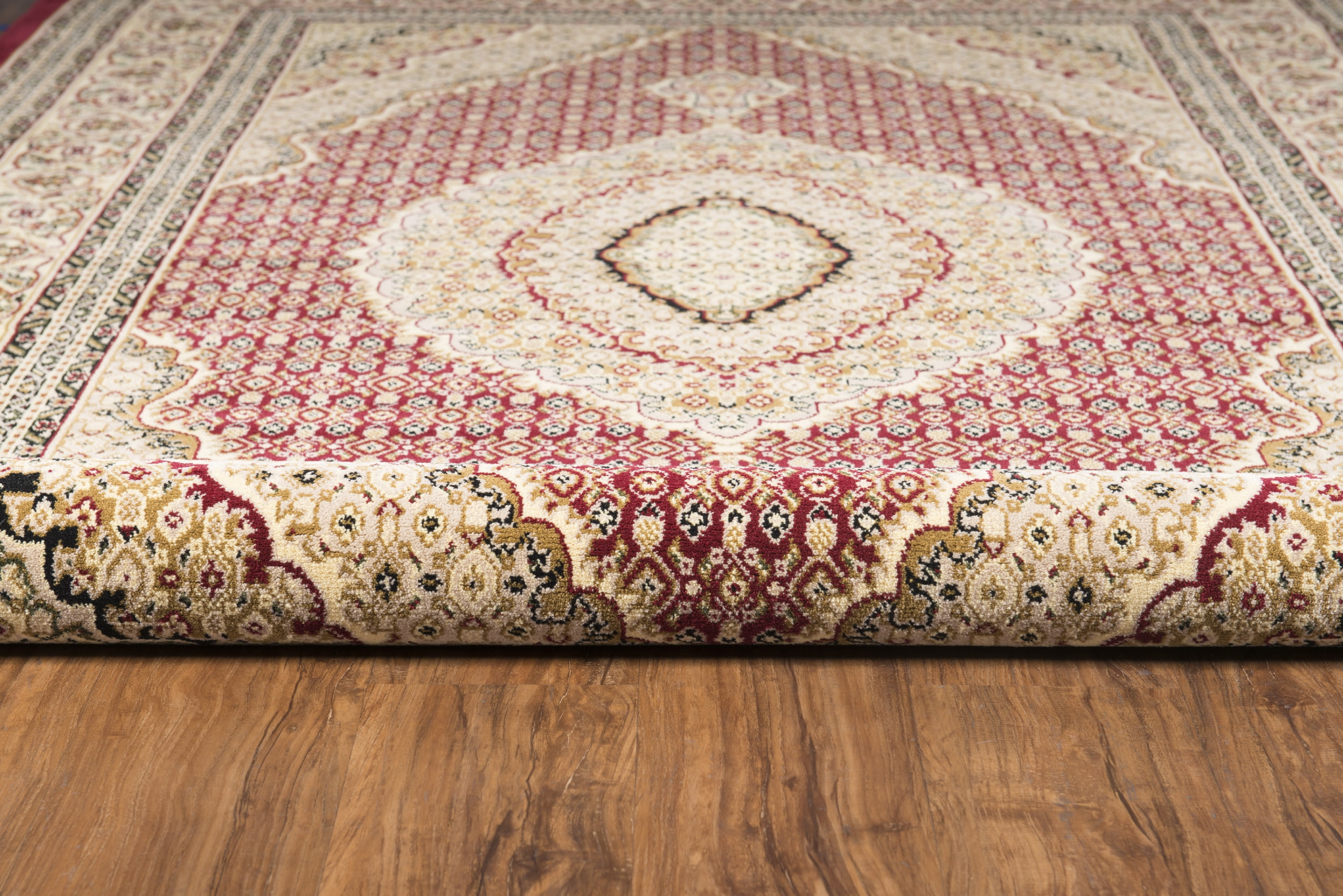 Linon Home Décor Locksley Area Rug Collection, Red and Cream, 8' Round