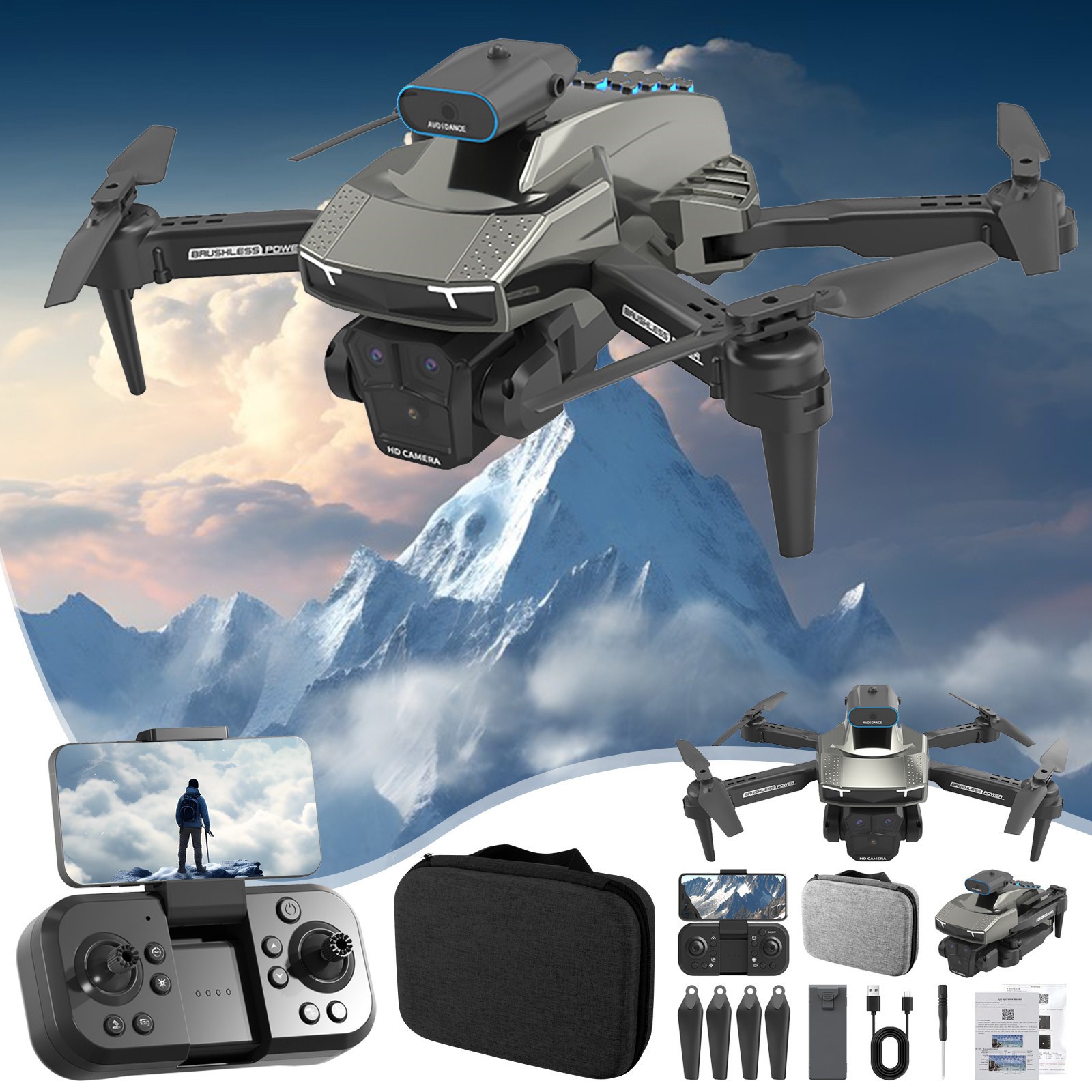 Drone with Camera for Kids and Beginners, 1080P Dual Lens with Gesture Control, Foldable with Carry Bag, 2 Batteries for Extended Flight Time