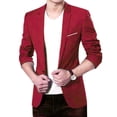 thumbnail image 1 of ALSLIAO - Chaqueta de traje informal, ajustada, formal, de un solo botón, para hombre, color vino, talla XL, 1 of 8
