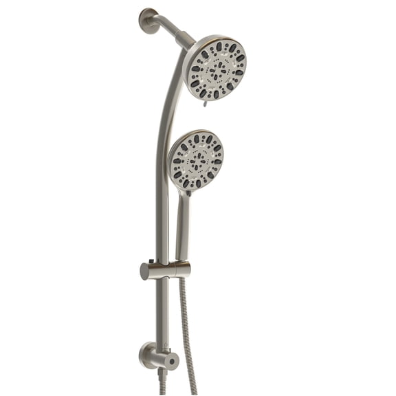 JERFIT Dual Shower Head System with 7-Spray Handheld Shower, Adjustable Slide Bar, 4.7" Rain Showerhead, Brushed Nickel Finish