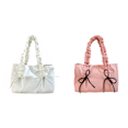 thumbnail image 1 of Bolso Mano Nailon Color Liso para Mujer Con Lazo Bandolera Diario Gran Capacidad () Blanco, 1 of 6