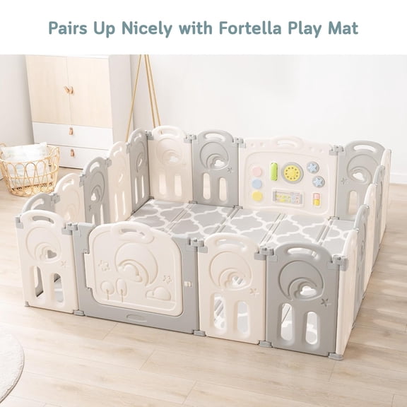 Foldable Baby Playpen 59"×71" with Mat