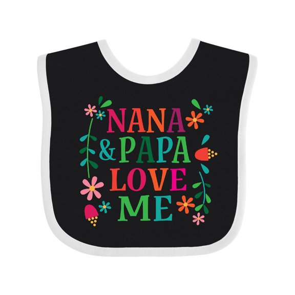Inktastic Nana and Papa Love Me Girls Baby Bib