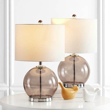 Safavieh Lonni 22.5"H Sphere Glass Table Lamp, Set of 2, Smoked Grey