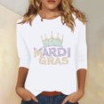 thumbnail image 2 of YUGYXL Deals Womens Three Quarter Sleeve Tshirts 2025 Mardi Gras Cute Comfy Printed Clothes Summer Crew Neck Soft Tunic Shirts Celebration Loose Tops Clearance Sales, 2 of 5